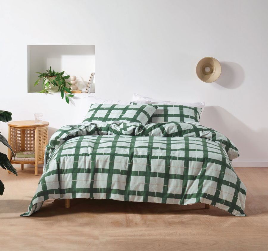 Corinne Printed Flannelette Cotton Quilt Cover Set Range Forest