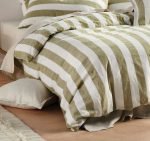 Vintage Stripe Quilt Cover Set Range Pesto