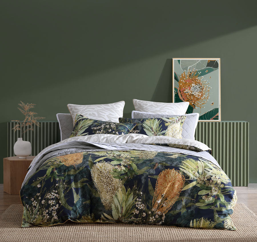 Kiera Quilt Cover Set Range Green