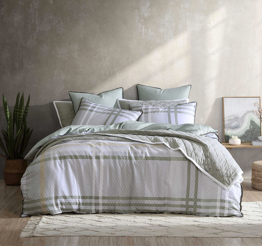 Yarmouth Quilt Cover Set Range Sage