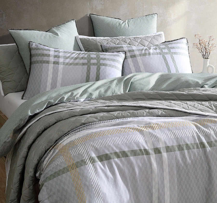 Yarmouth Quilt Cover Set Range Sage