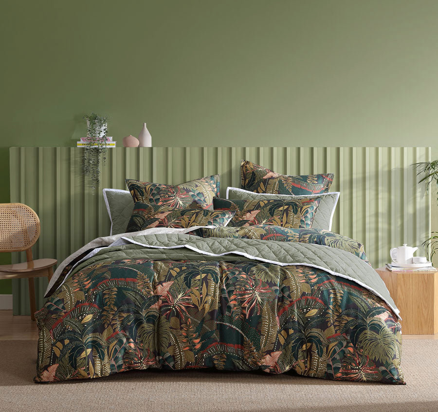 Zawadi Quilt Cover Set Range Green